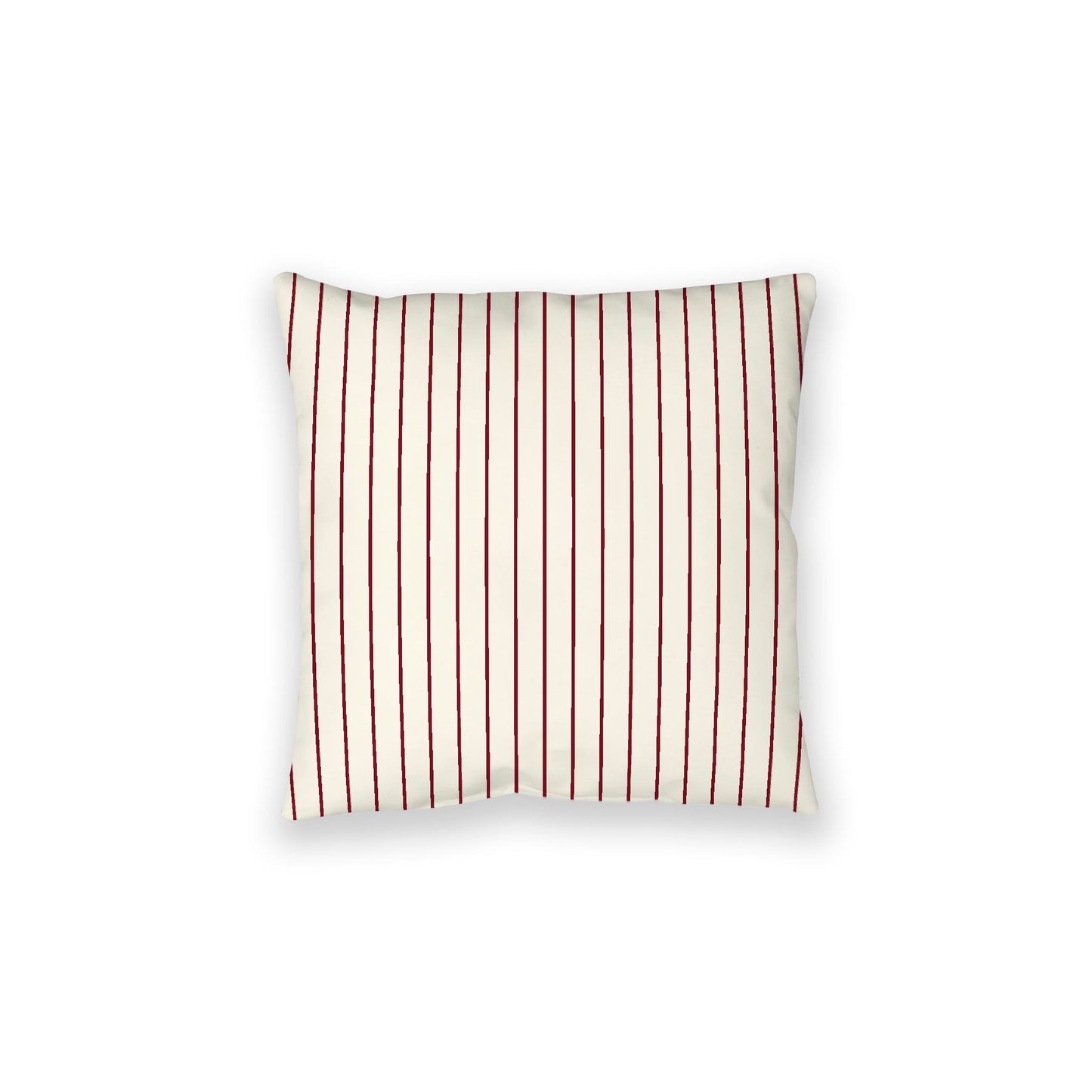 Pale Cream Spun Polyester Floor Pillow, Burgundy Red Stripes on Top, Pale Cream Bottom, 28 x 28 inches