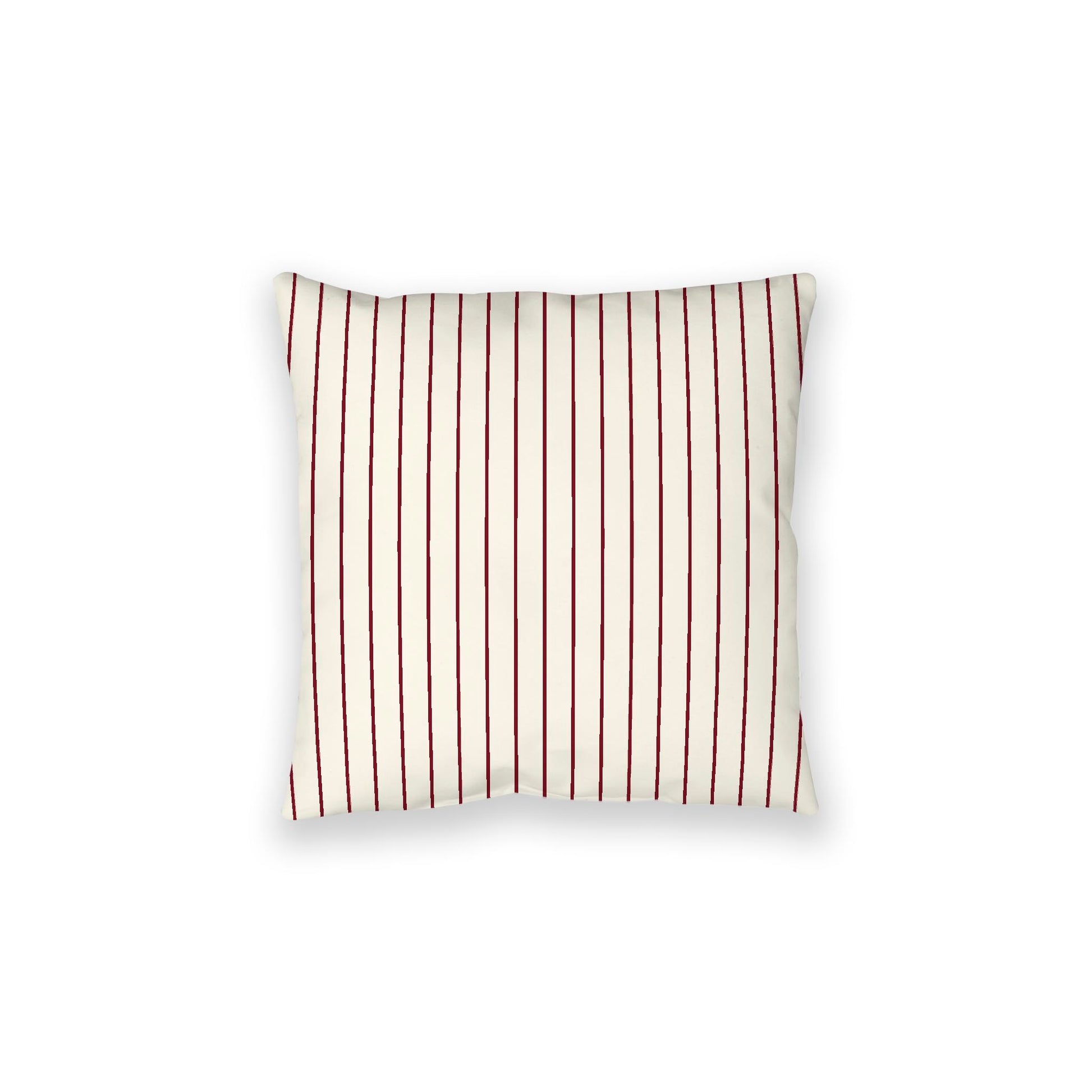 Pale Cream Spun Polyester Floor Pillow, Burgundy Red Stripes on Top, Pale Cream Bottom, 28 x 28 inches