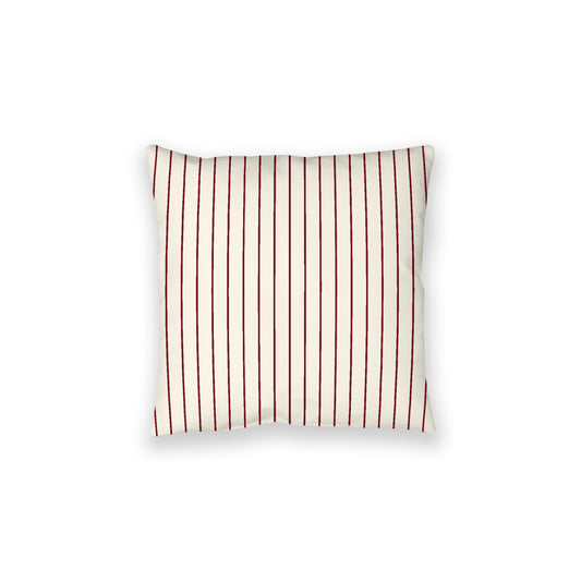 Pale Cream Spun Polyester Floor Pillow, Burgundy Red Stripes on Top, Pale Cream Bottom, 28 x 28 inches
