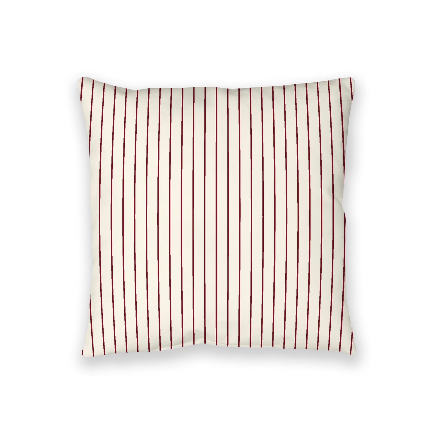 Pale Cream Spun Polyester Floor Pillow, Burgundy Red Stripes on Top, Pale Cream Bottom, 36 x 36 inches