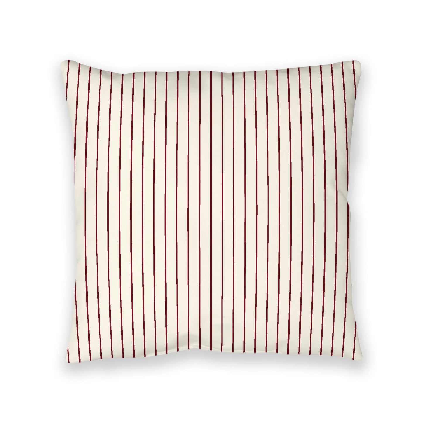 Pale Cream Spun Polyester Floor Pillow, Burgundy Red Stripes on Top, Pale Cream Bottom, 40 x 40 inches