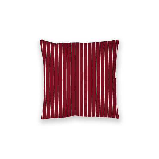 Burgundy Red Spun Polyester Floor Pillow, Pale Cream Stripes on Top, Burgundy Red Bottom, 28 x 28 inches