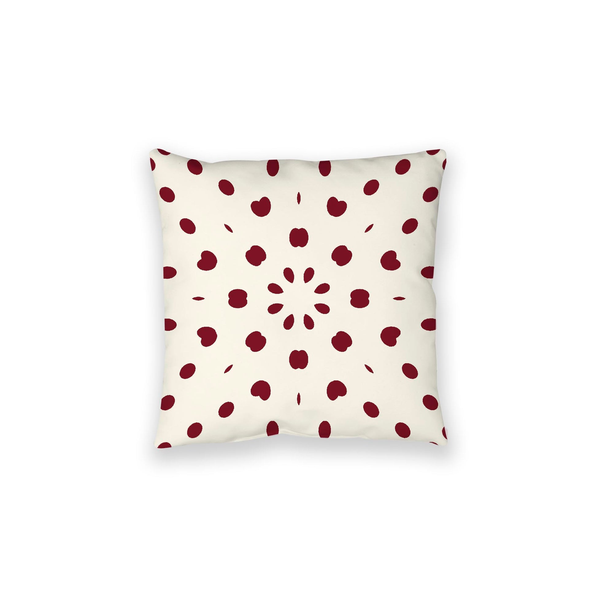 Pale Cream Spun Polyester Floor Pillow, Burgundy Red Burst on Top, Pale Cream Bottom, 28 x 28 inches