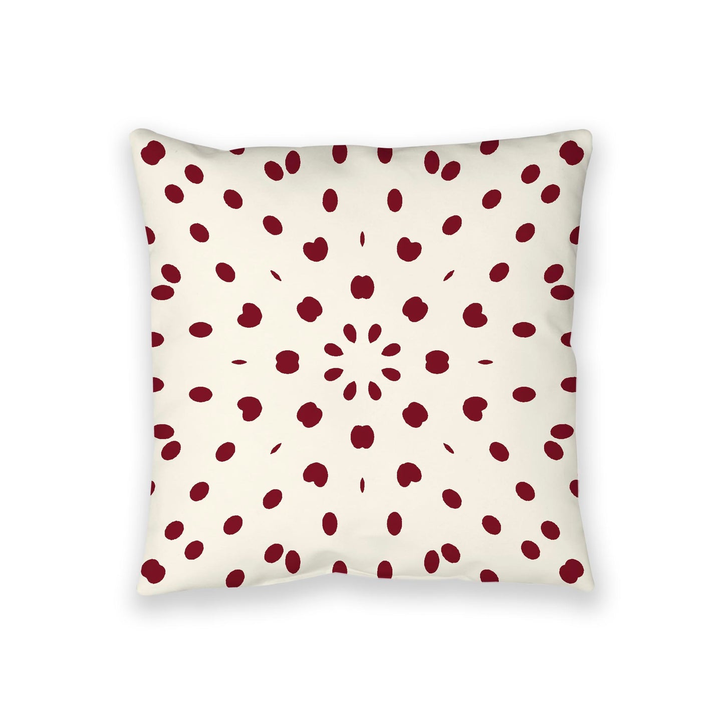 Pale Cream Spun Polyester Floor Pillow, Burgundy Red Burst on Top, Pale Cream Bottom, 36 x 36 inches