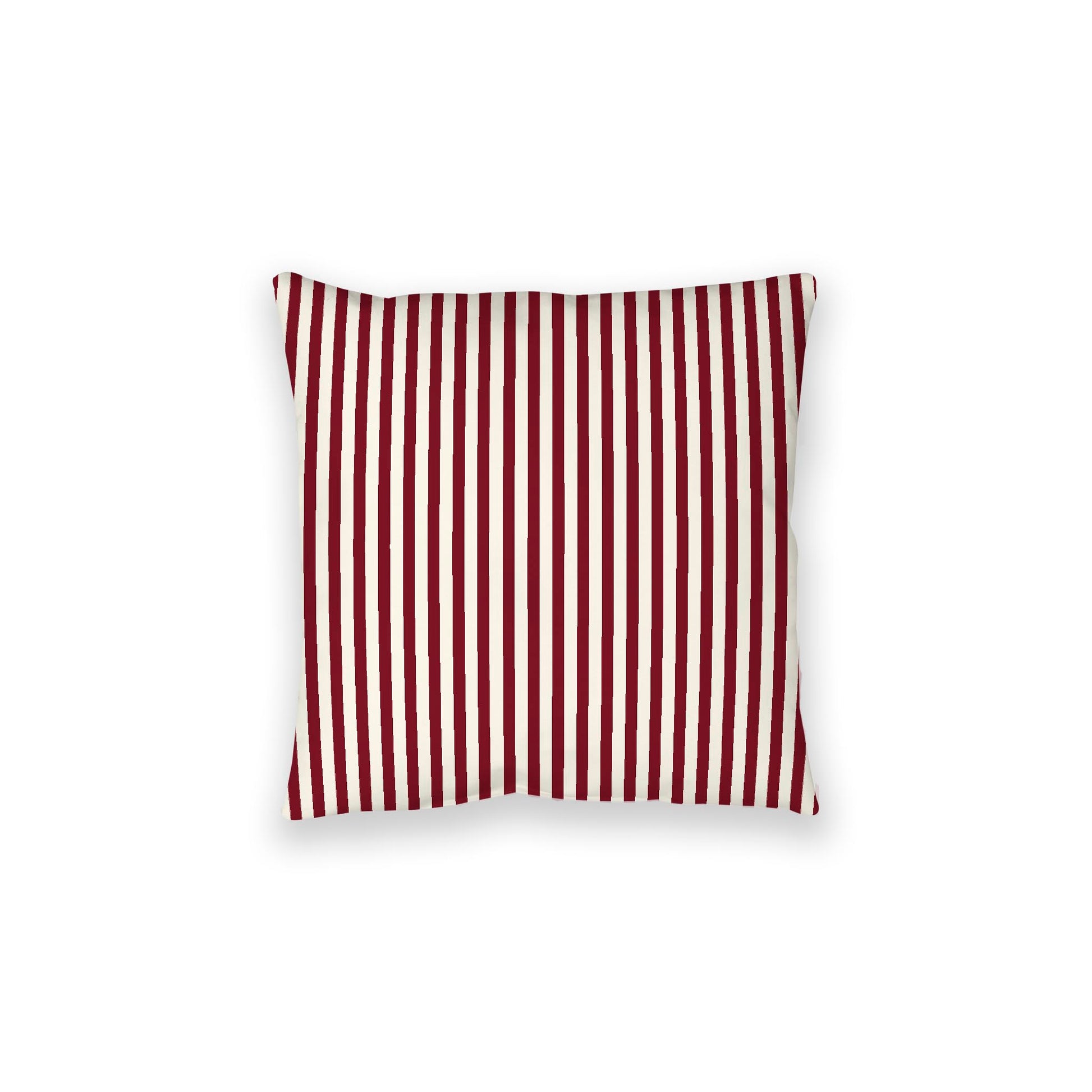 Pale Cream Spun Polyester Floor Pillow, Thin Burgundy Red Bars on Top, Pale Cream Bottom, 28 x 28 inches