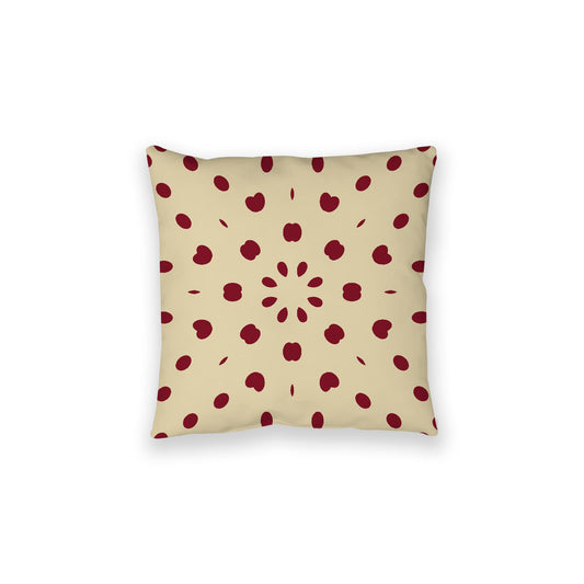 Desert Sand Spun Polyester Floor Pillow, Burgundy Red Burst on Top, Desert Sand Bottom, 28 x 28 inches