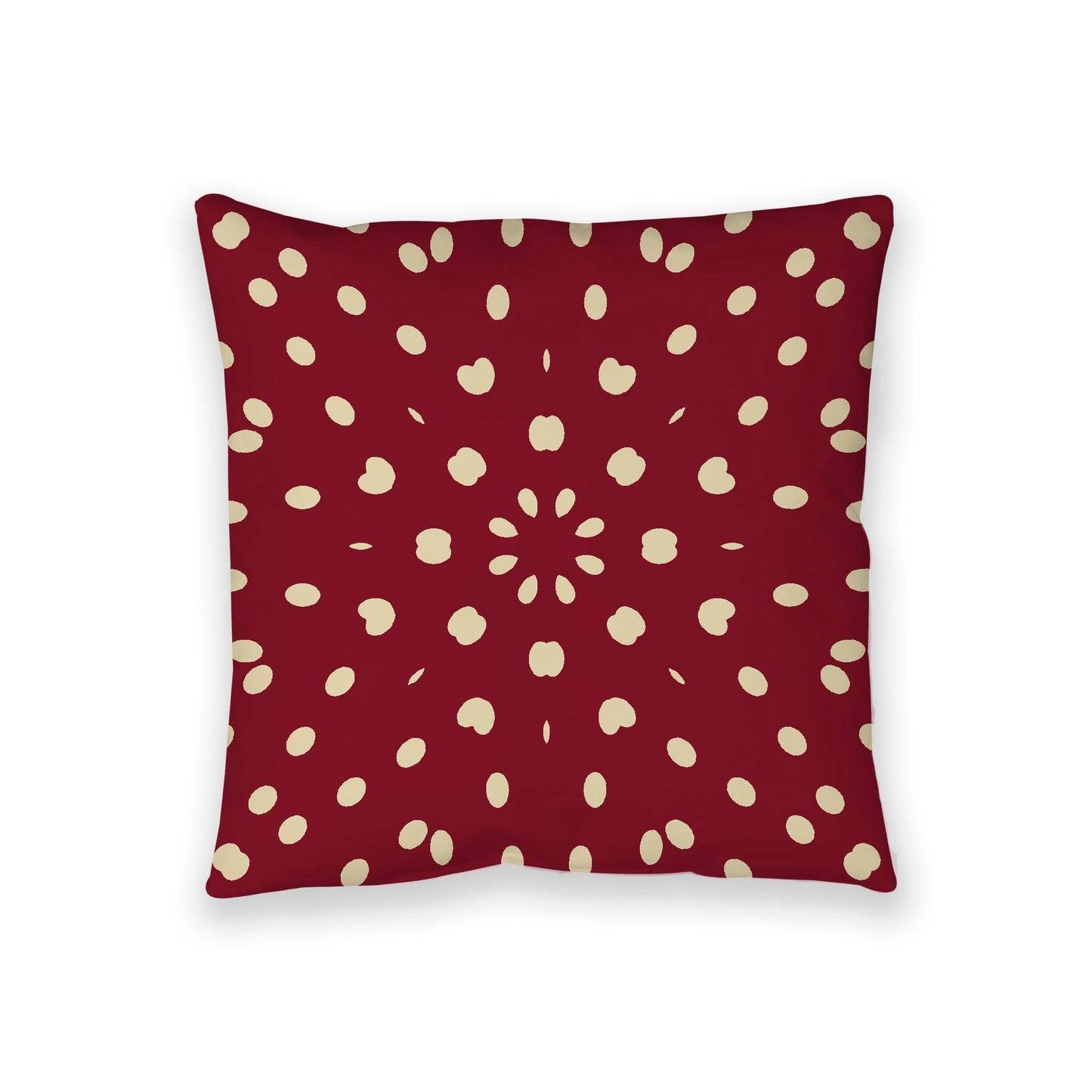 Burgundy Red Spun Polyester Floor Pillow, Desert Sand Burst Pattern on Top, Burgundy Red Bottom, 36 x 36 inches