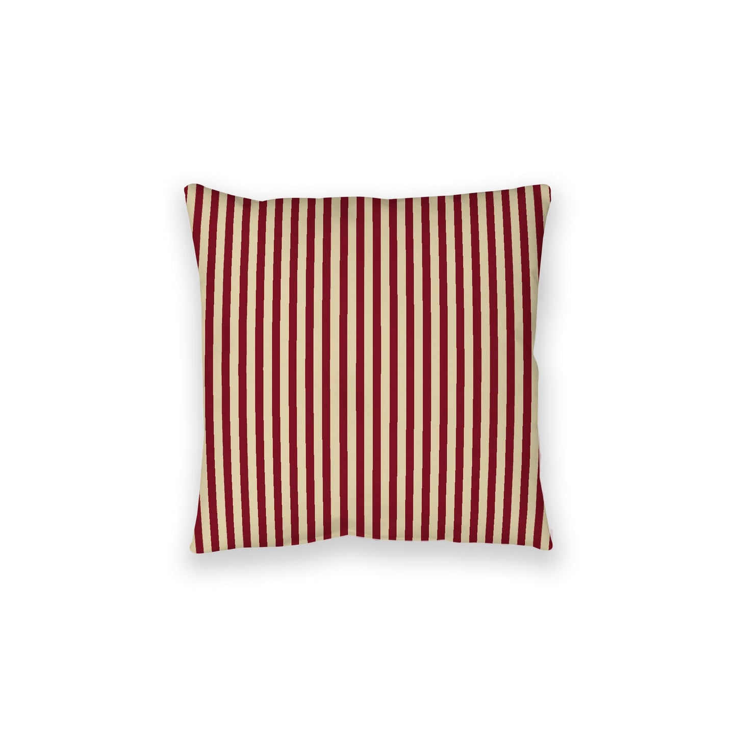 Desert Sand Spun Polyester Floor Pillow, Thin Burgundy Red Bars on Top, Desert Sand Bottom, 28 x 28 inches