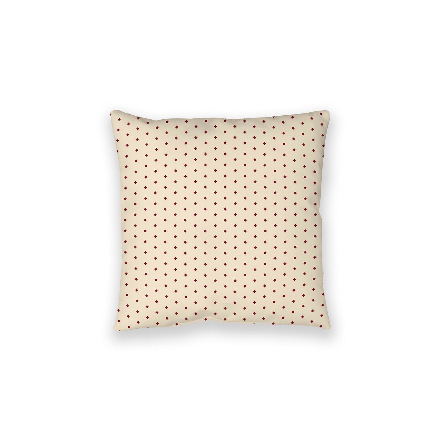 Beige Spun Polyester Floor Pillow, Burgundy Red Diamonds on Top, Beige Bottom, 28 x 28 inches