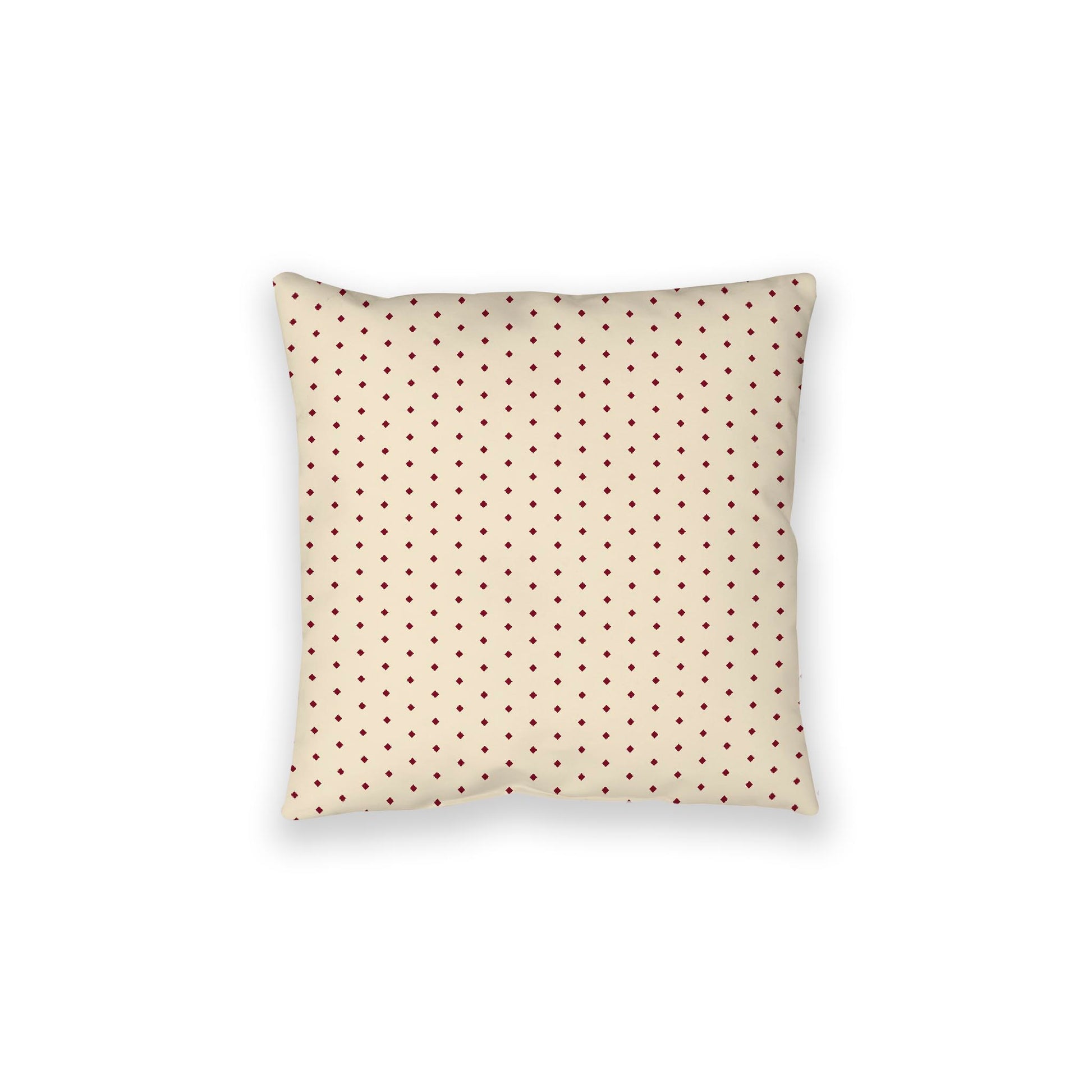 Beige Spun Polyester Floor Pillow, Burgundy Red Diamonds on Top, Beige Bottom, 28 x 28 inches