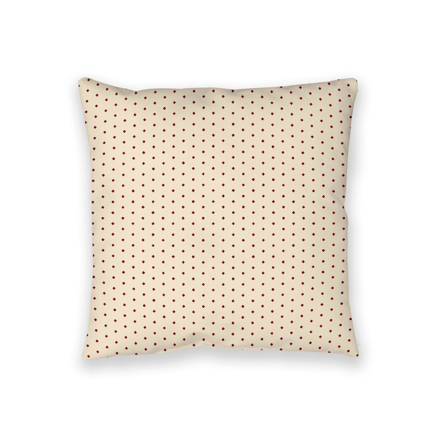 Beige Spun Polyester Floor Pillow, Burgundy Red Diamonds on Top, Beige Bottom, 36 x 36 inches