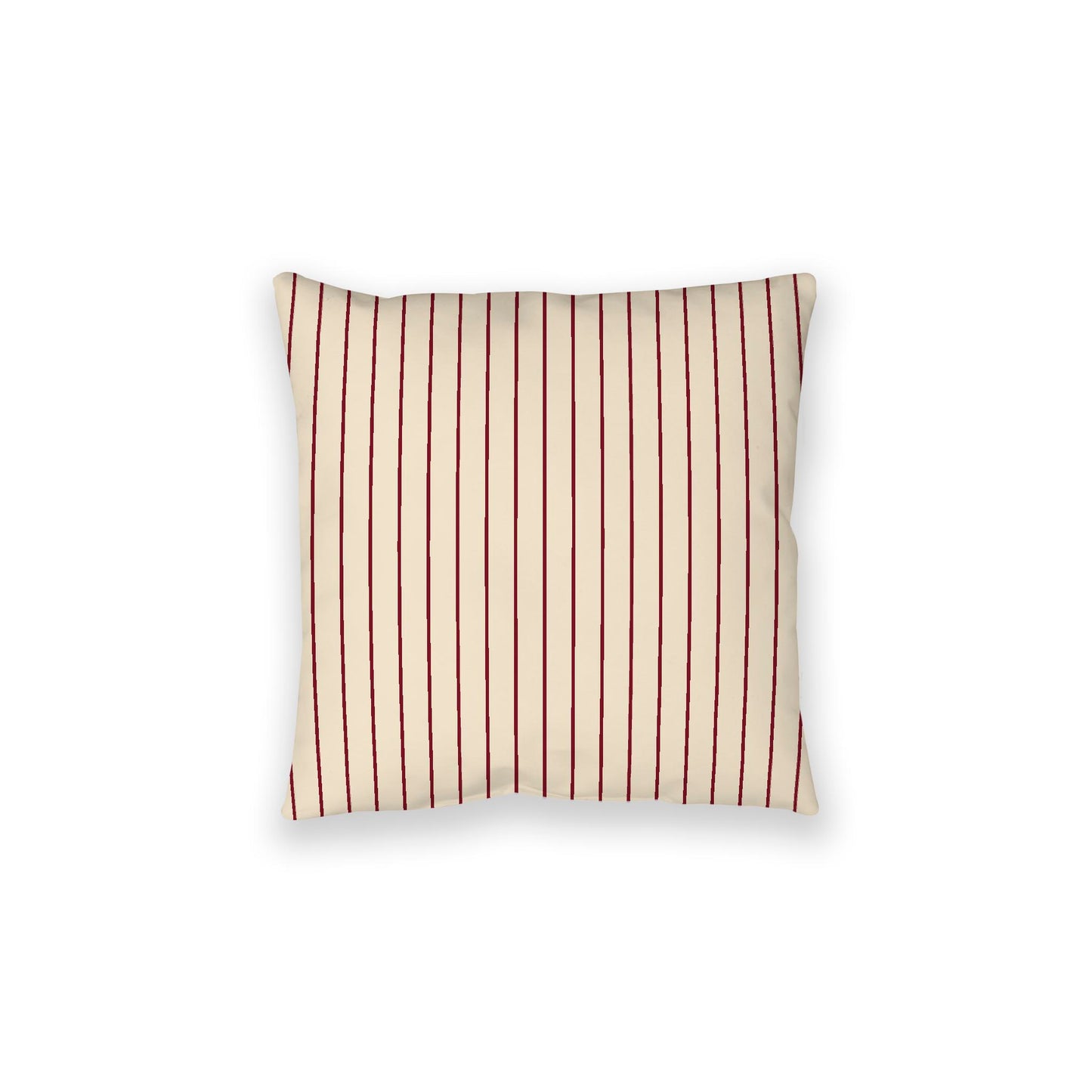 Beige Spun Polyester Floor Pillow, Burgundy Red Stripes on Top, Beige Bottom, 28 x 28 inches