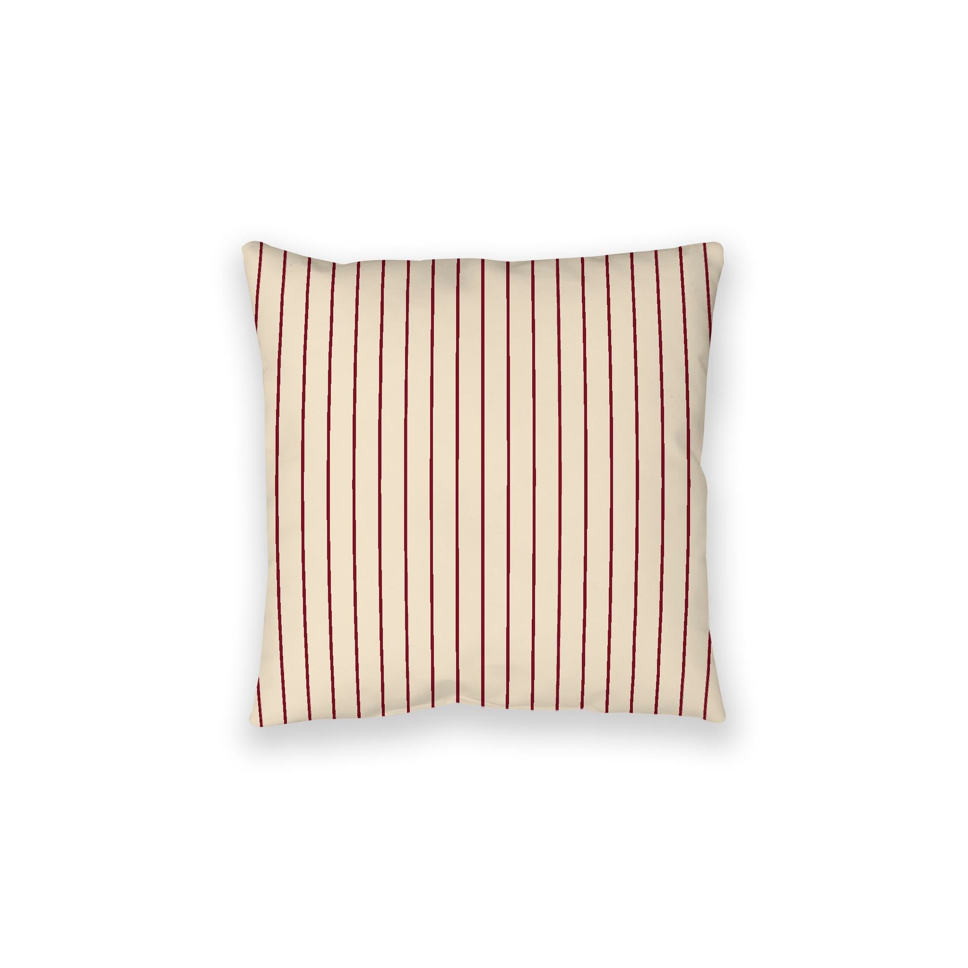 Beige Spun Polyester Floor Pillow, Burgundy Red Stripes on Top, Beige Bottom, 28 x 28 inches