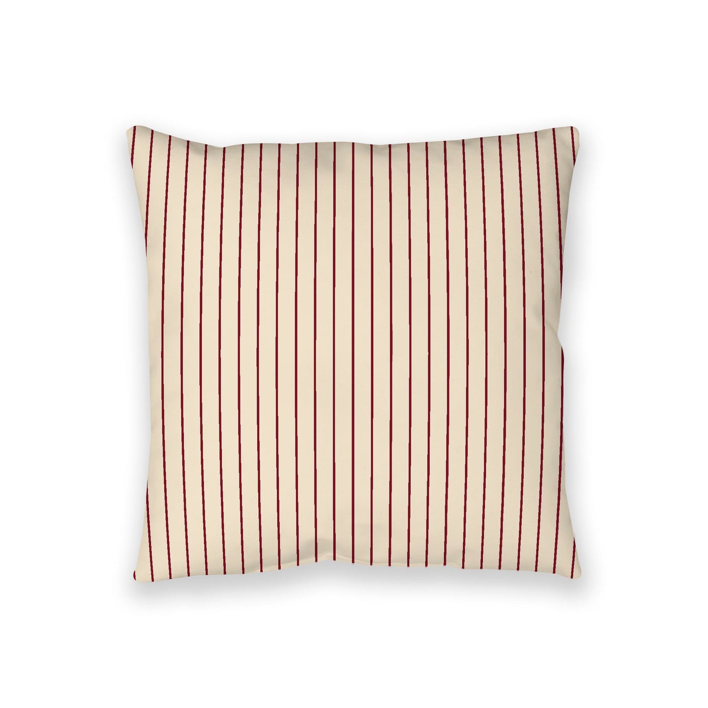 Beige Spun Polyester Floor Pillow, Burgundy Red Stripes on Top, Beige Bottom, 36 x 36 inches