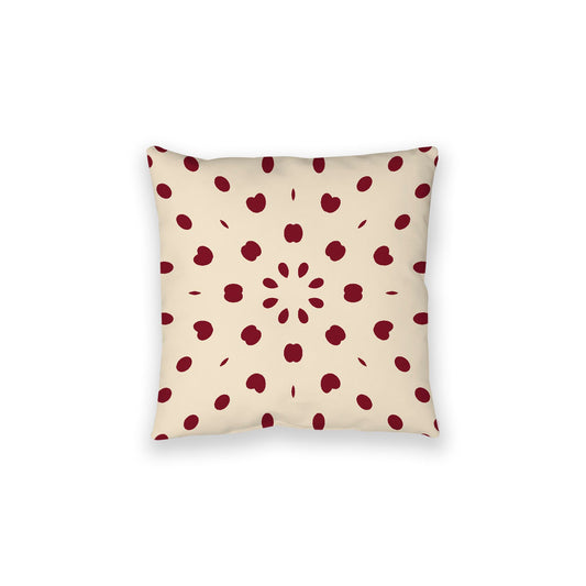 Beige Spun Polyester Floor Pillow, Burgundy Red Burst on Top, Beige Bottom, 28 x 28 inches