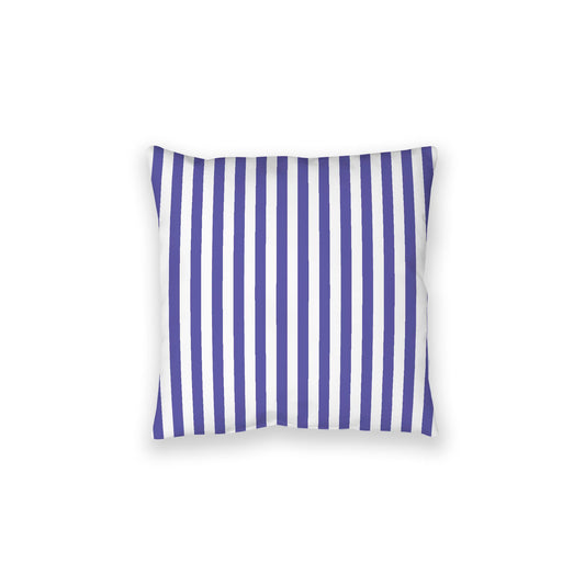 White Spun Polyester Floor Pillow, Bold Purple Bars on Top, White Bottom, 28 x 28 inches