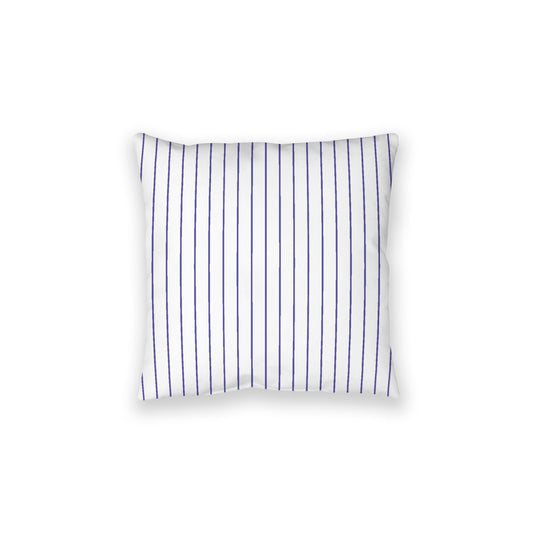White Spun Polyester Floor Pillow, Purple Stripes on Top, White Bottom, 28 x 28 inches