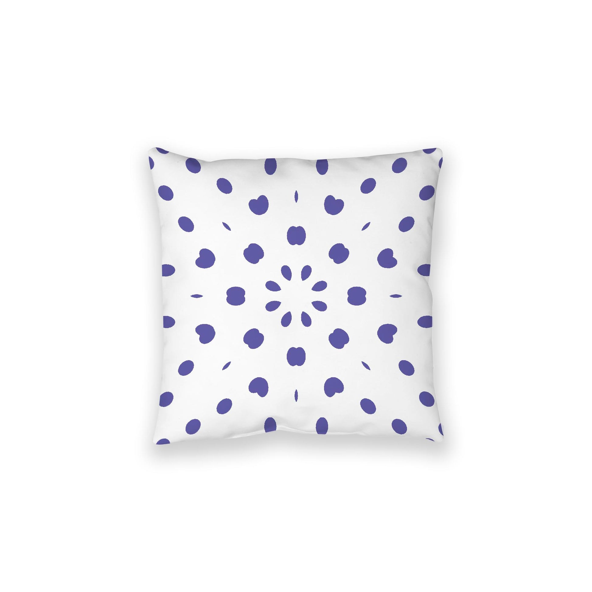 White Spun Polyester Floor Pillow, Purple Burst on Top, White Bottom, 28 x 28 inches