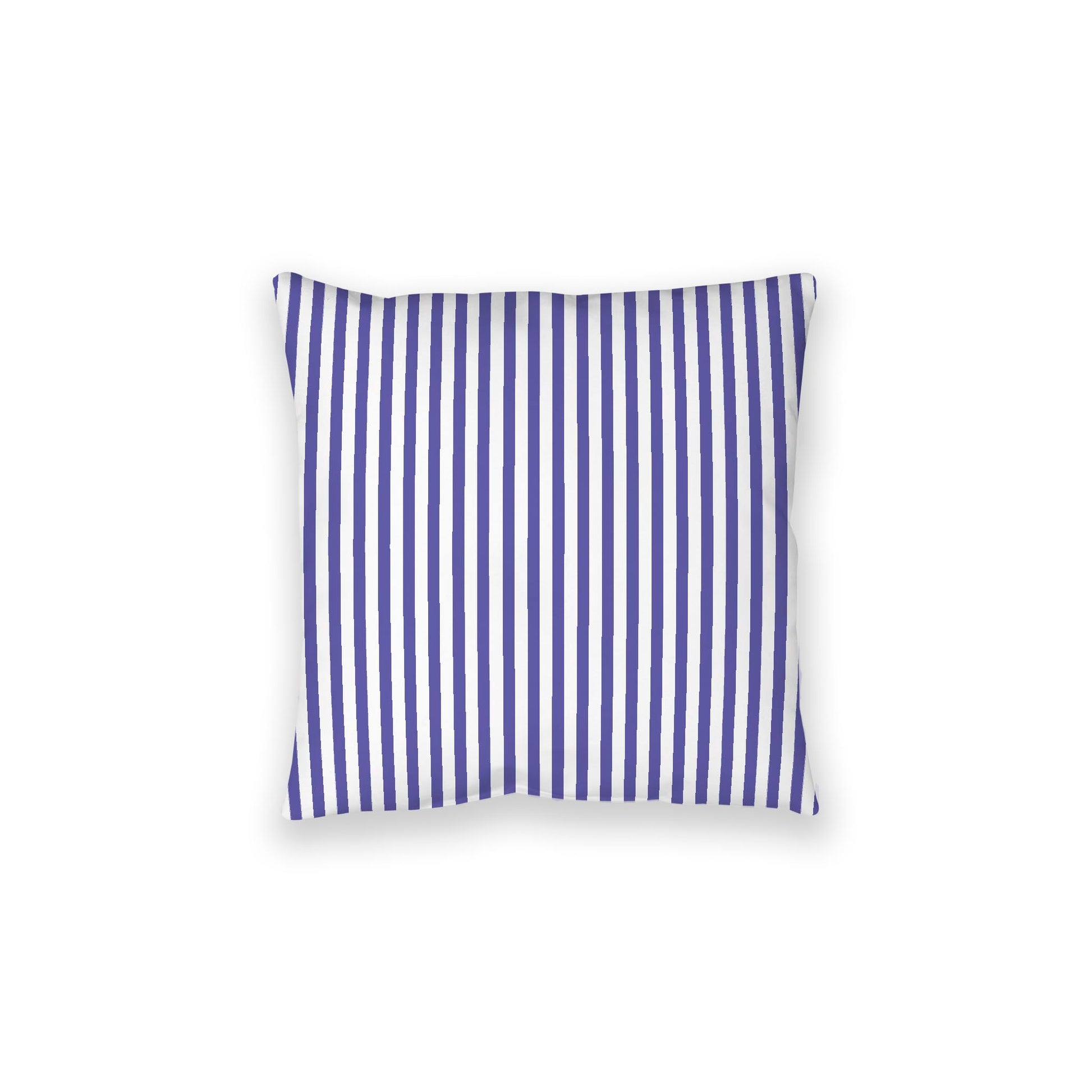 White Spun Polyester Floor Pillow, Thin Purple Bars on Top, White Bottom, 28 x 28 inches