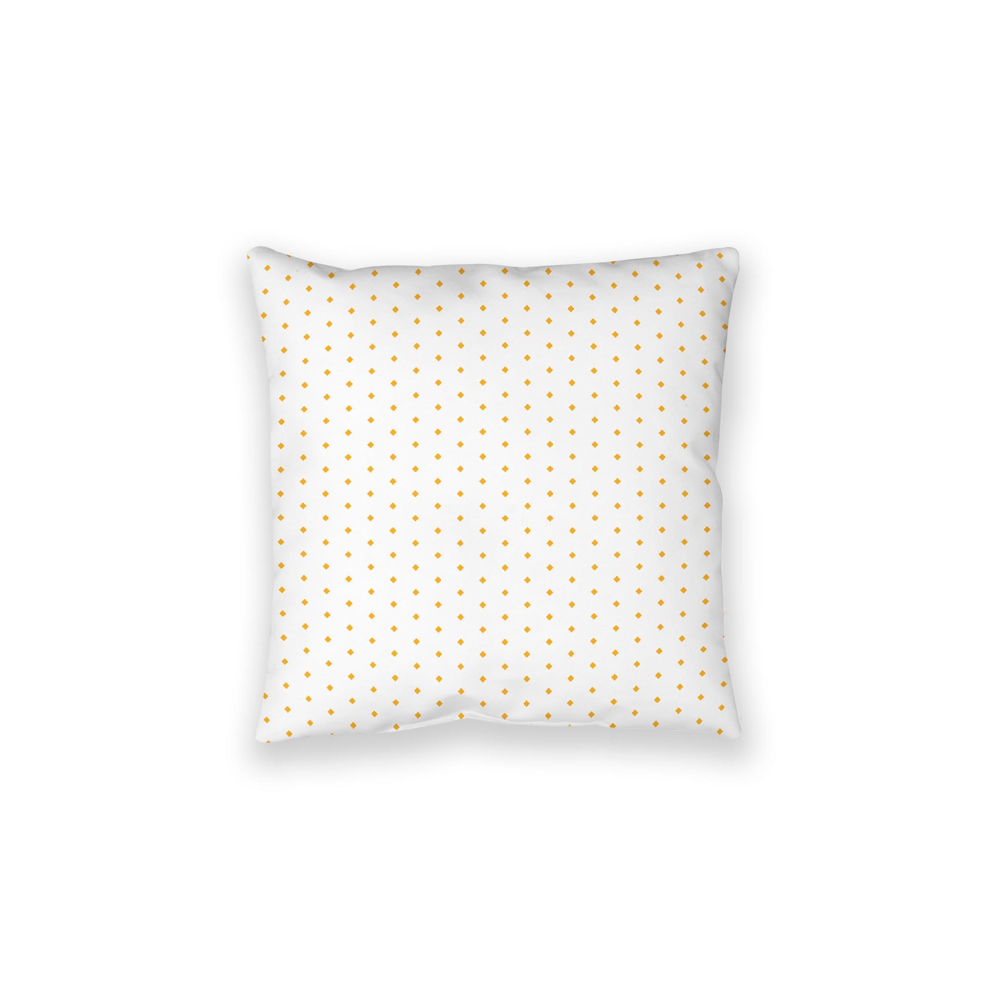 White Spun Polyester Floor Pillow, Yellow-Orange Diamonds on Top, White Bottom, 28 x 28 inches