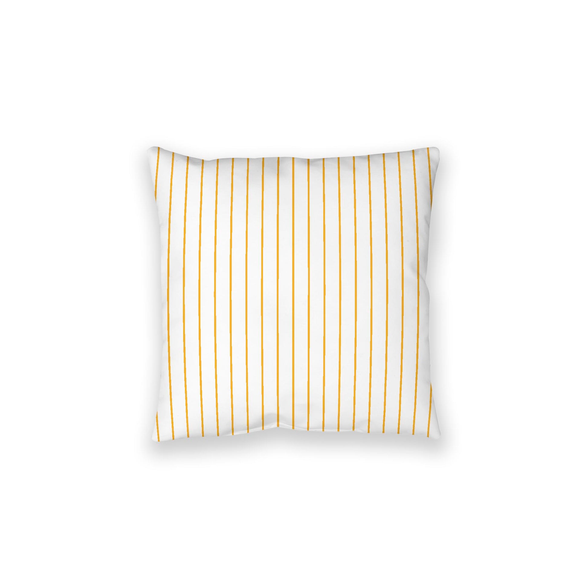 White Spun Polyester Floor Pillow, Yellow-Orange Stripes on Top, White Bottom, 28 x 28 inches