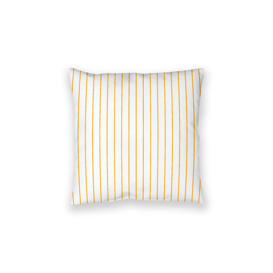 White Spun Polyester Floor Pillow, Yellow-Orange Stripes on Top, White Bottom, 28 x 28 inches
