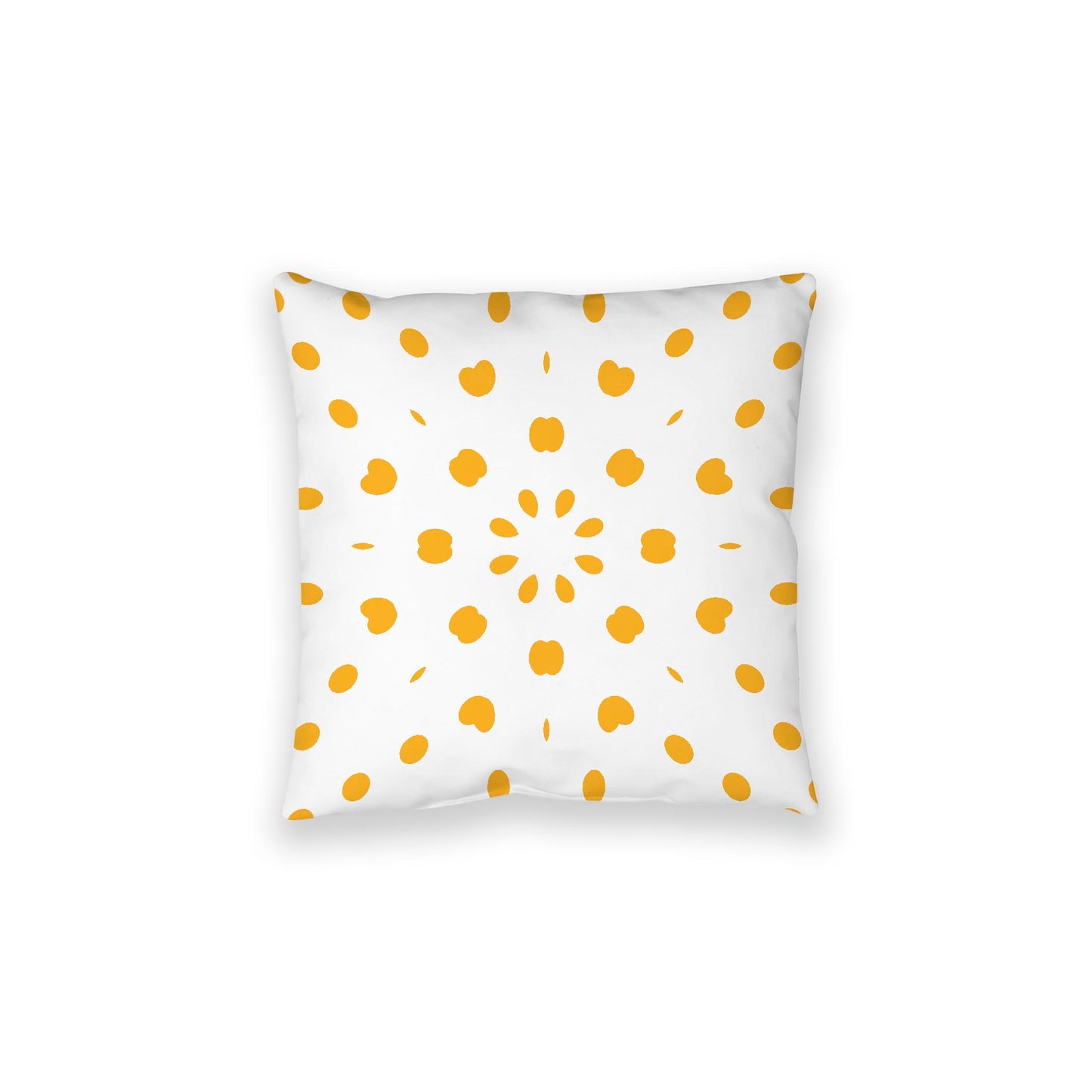 White Spun Polyester Floor Pillow, Yellow-Orange Burst on Top, White Bottom, 28 x 28 inches
