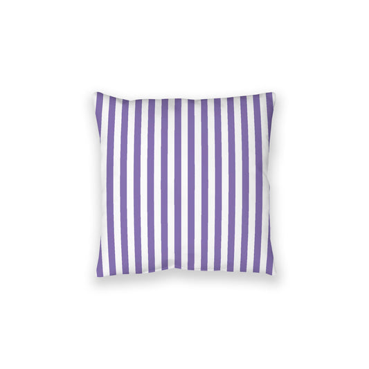White Spun Polyester Floor Pillow, Bold Purple Bars on Top, White Bottom, 28 x 28 inches