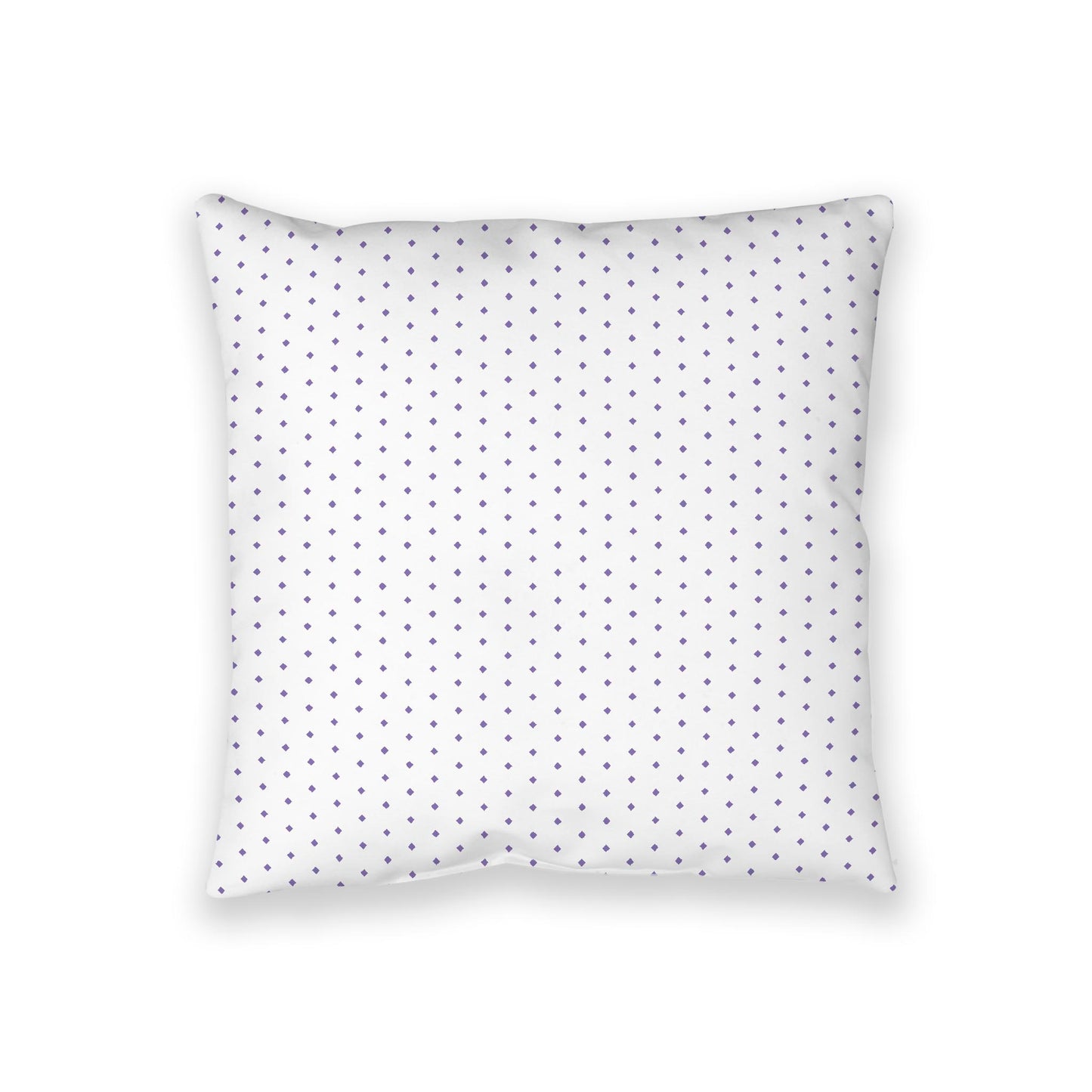 White Spun Polyester Floor Pillow, Purple Diamonds on Top, White Bottom, 36 x 36 inches