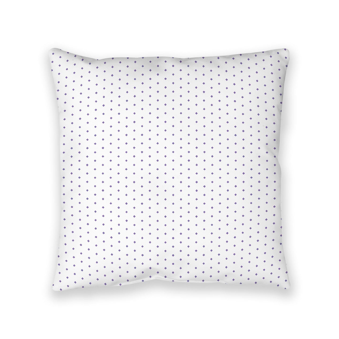 White Spun Polyester Floor Pillow, Purple Diamonds on Top, White Bottom, 40 x 40 inches
