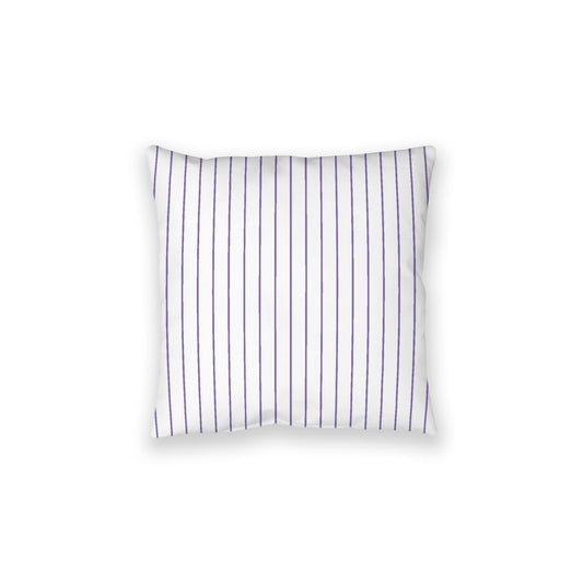 White Spun Polyester Floor Pillow, Purple Stripes on Top, White Bottom, 28 x 28 inches
