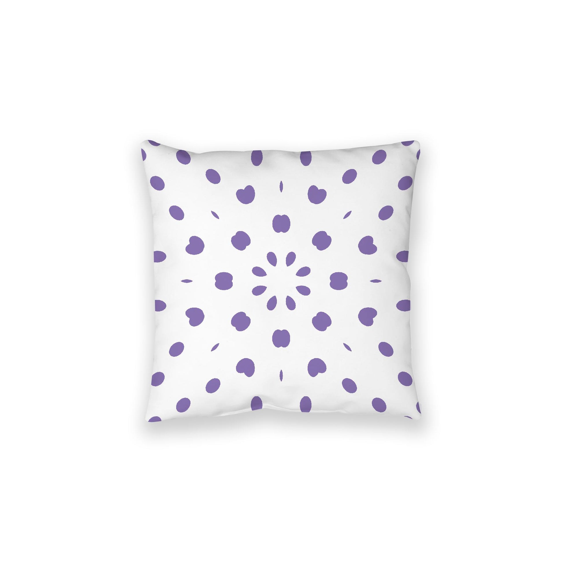 White Spun Polyester Floor Pillow, Purple Burst on Top, White Bottom, 28 x 28 inches