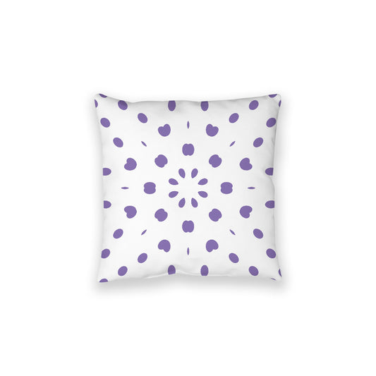 White Spun Polyester Floor Pillow, Purple Burst on Top, White Bottom, 28 x 28 inches