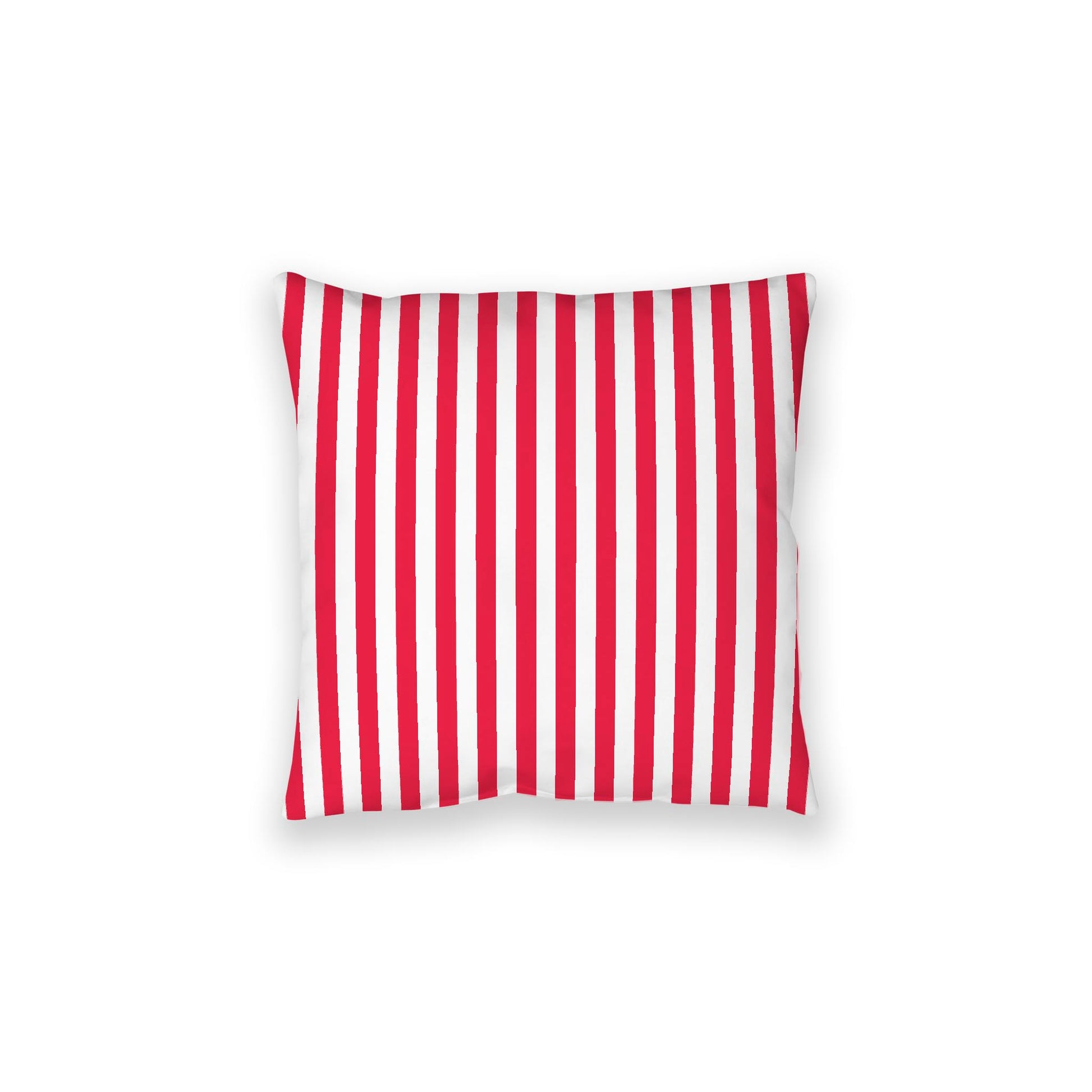 White Spun Polyester Floor Pillow, Bold Red Bars on Top, White Bottom, 28 x 28 inches