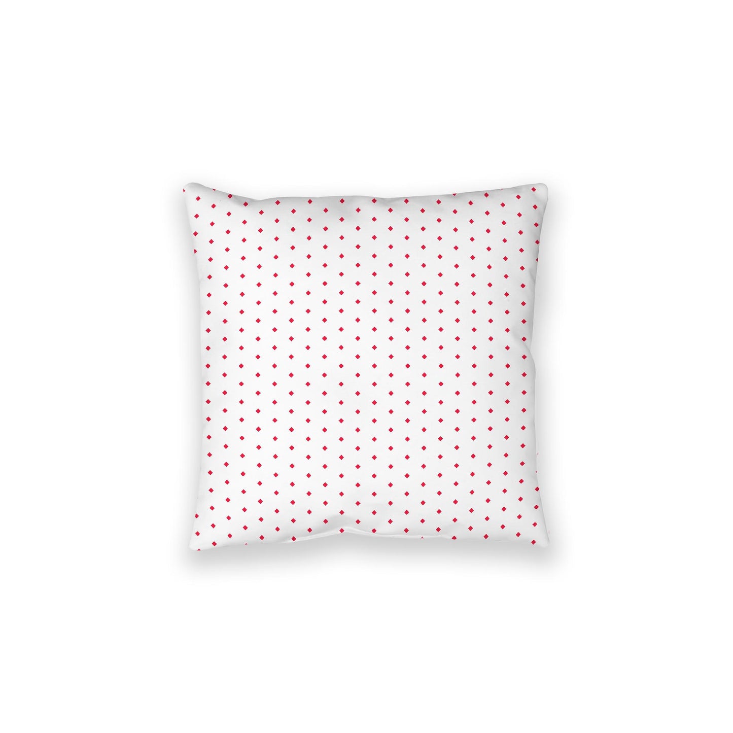 White Spun Polyester Floor Pillow, Red Diamonds on Top, White Bottom, 28 x 28 inches
