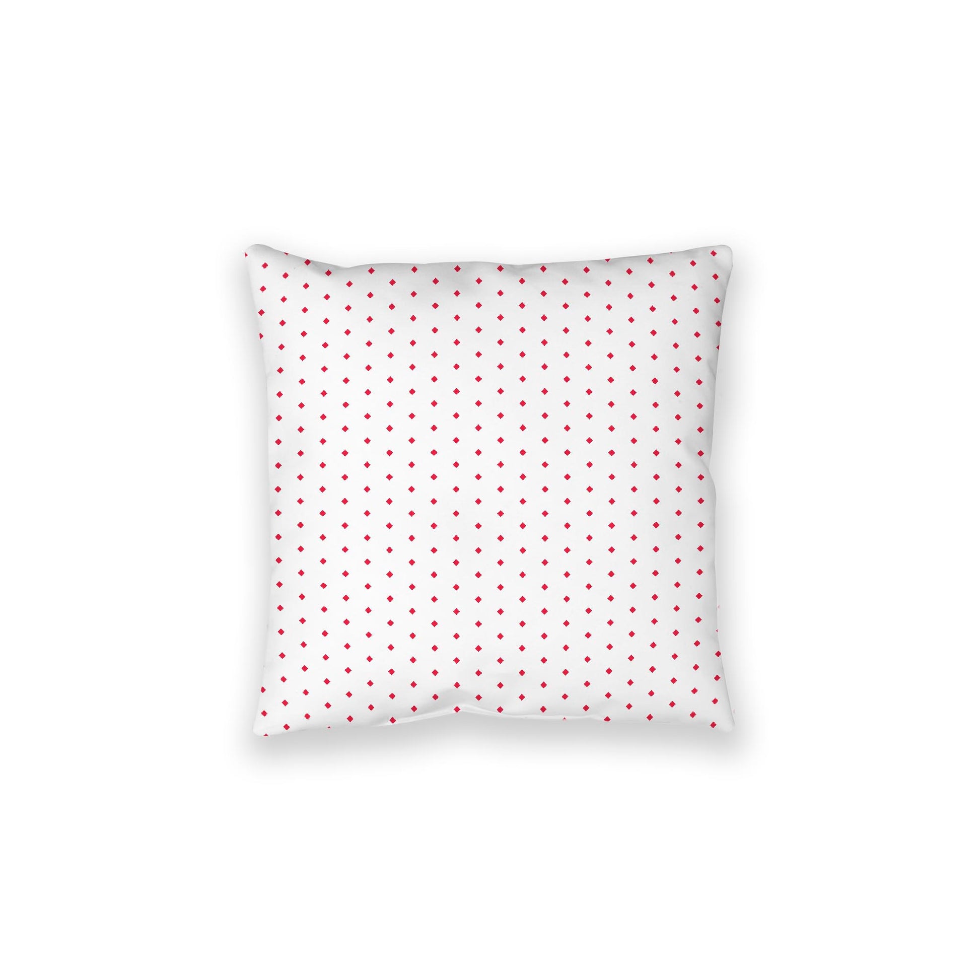 White Spun Polyester Floor Pillow, Red Diamonds on Top, White Bottom, 28 x 28 inches