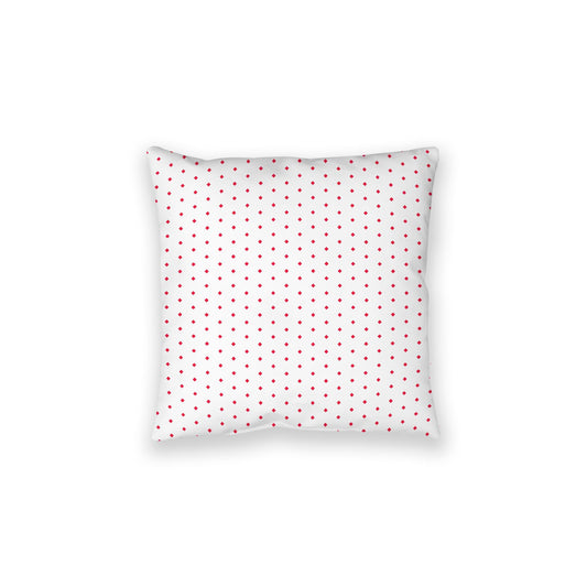 White Spun Polyester Floor Pillow, Red Diamonds on Top, White Bottom, 28 x 28 inches