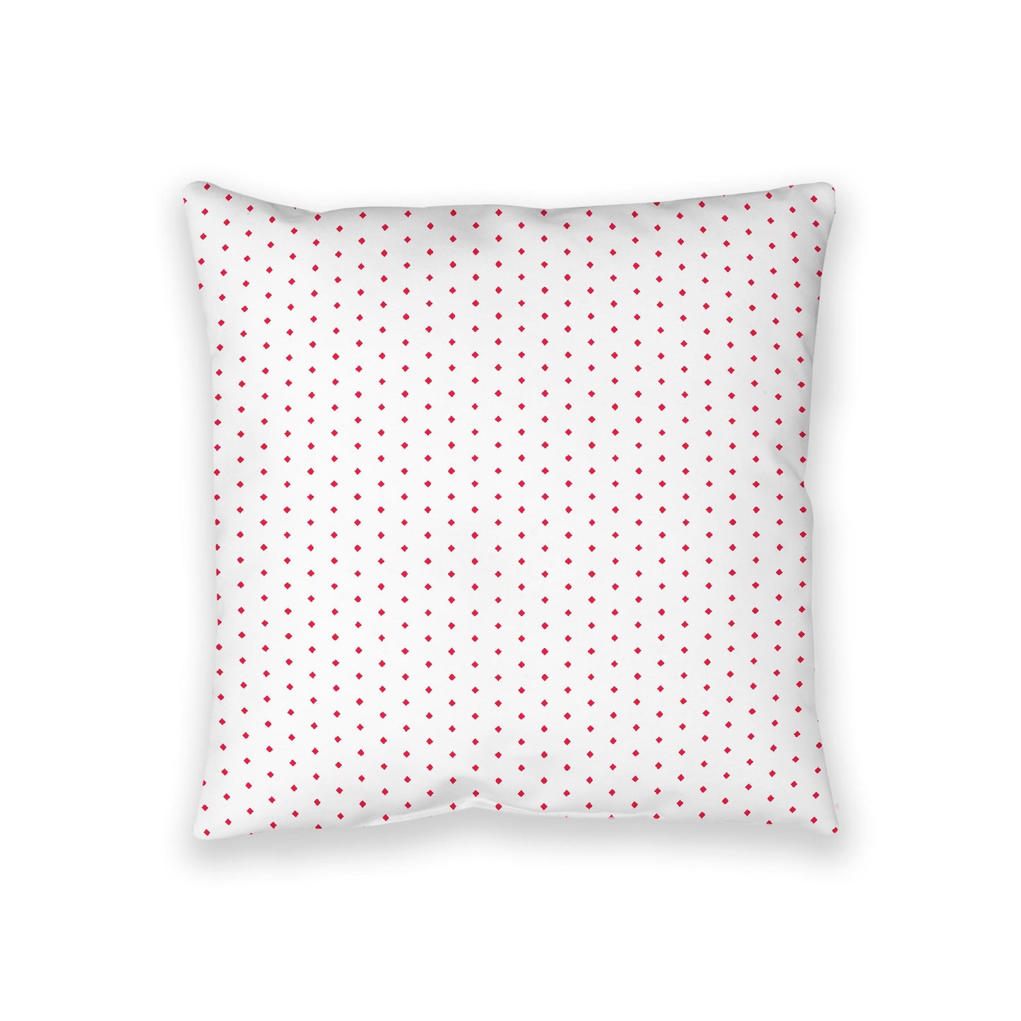White Spun Polyester Floor Pillow, Red Diamonds on Top, White Bottom, 36 x 36 inches