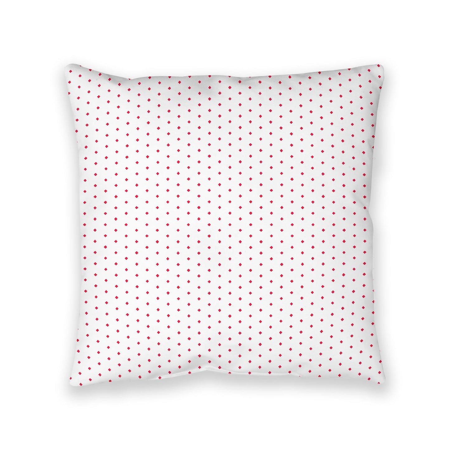 White Spun Polyester Floor Pillow, Red Diamonds on Top, White Bottom, 40 x 40 inches
