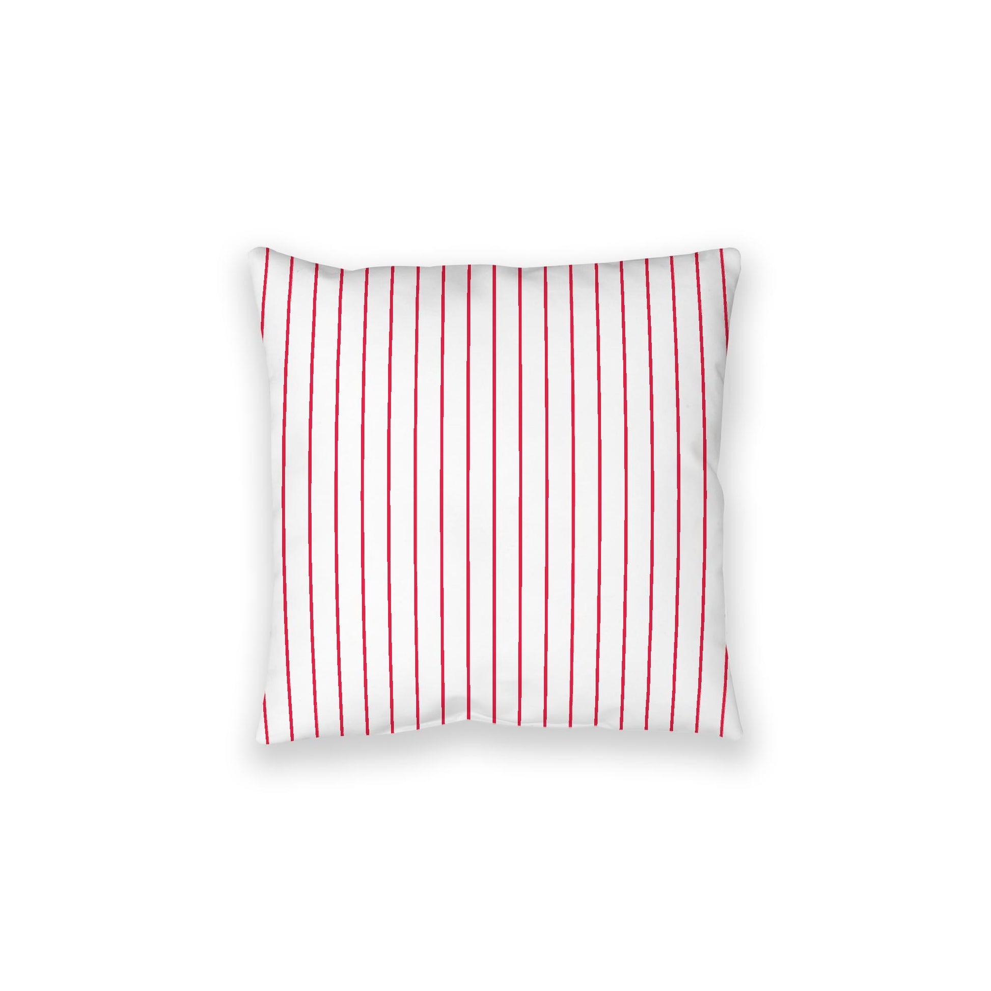 White Spun Polyester Floor Pillow, Red Stripes on Top, White Bottom, 28 x 28 inches