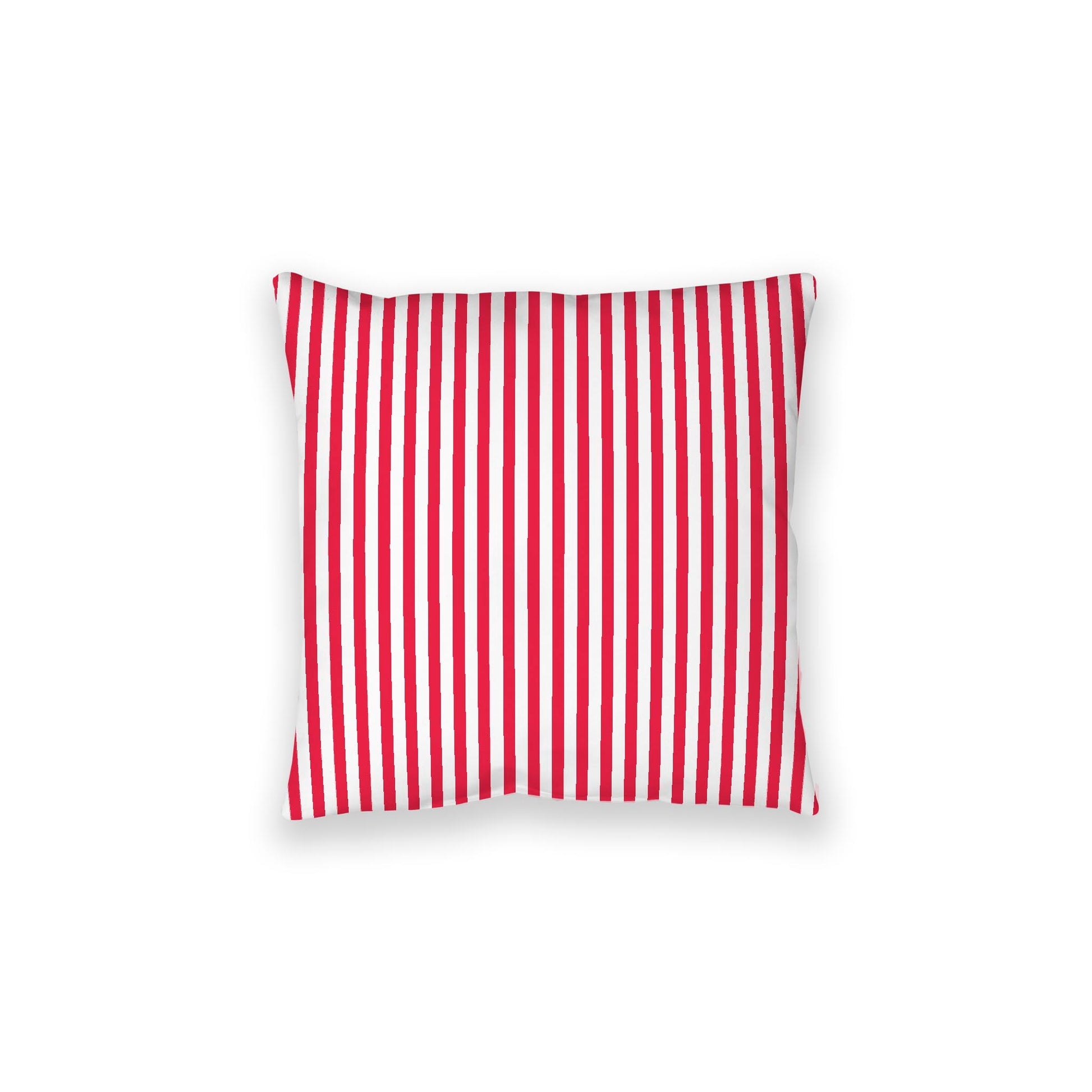 White Spun Polyester Floor Pillow, Thin Red Bars on Top, White Bottom, 28 x 28 inches