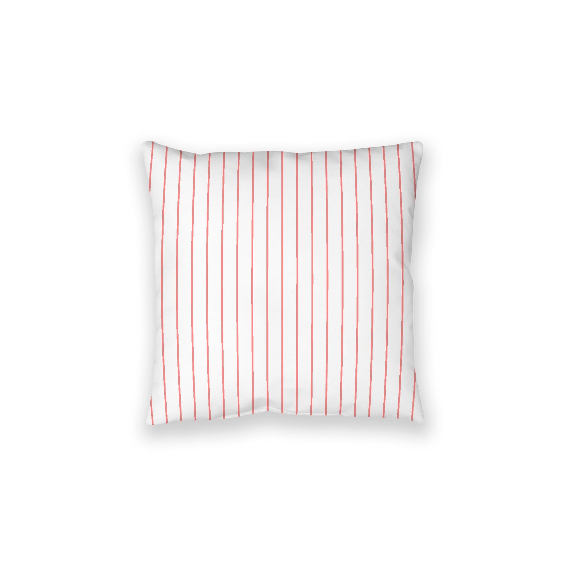 White Spun Polyester Floor Pillow, Pink Stripes on Top, White Bottom, 28 x 28 inches