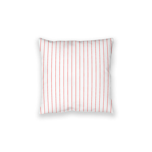 White Spun Polyester Floor Pillow, Pink Stripes on Top, White Bottom, 28 x 28 inches