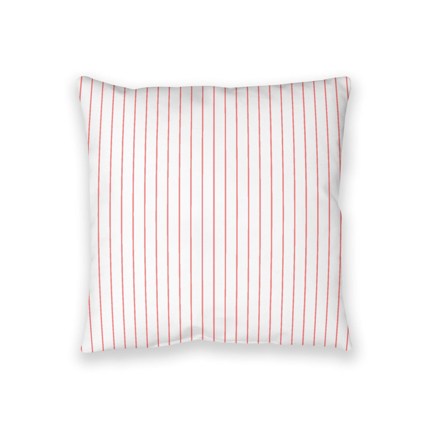White Spun Polyester Floor Pillow, Pink Stripes on Top, White Bottom, 36 x 36 inches
