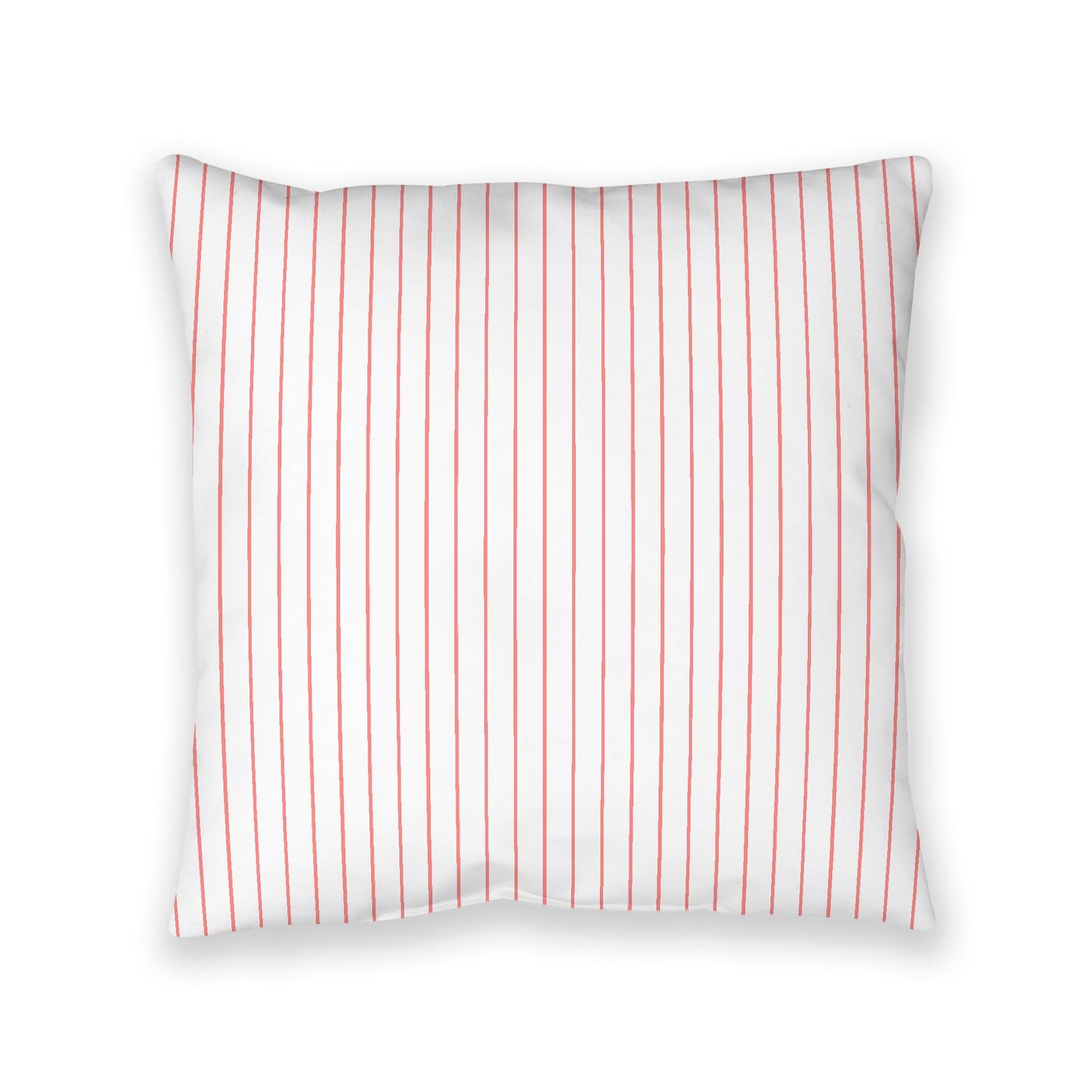 White Spun Polyester Floor Pillow, Pink Stripes on Top, White Bottom, 40 x 40 inches