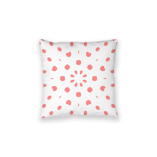 White Spun Polyester Floor Pillow, Pink Burst on Top, White Bottom, 28 x 28 inches