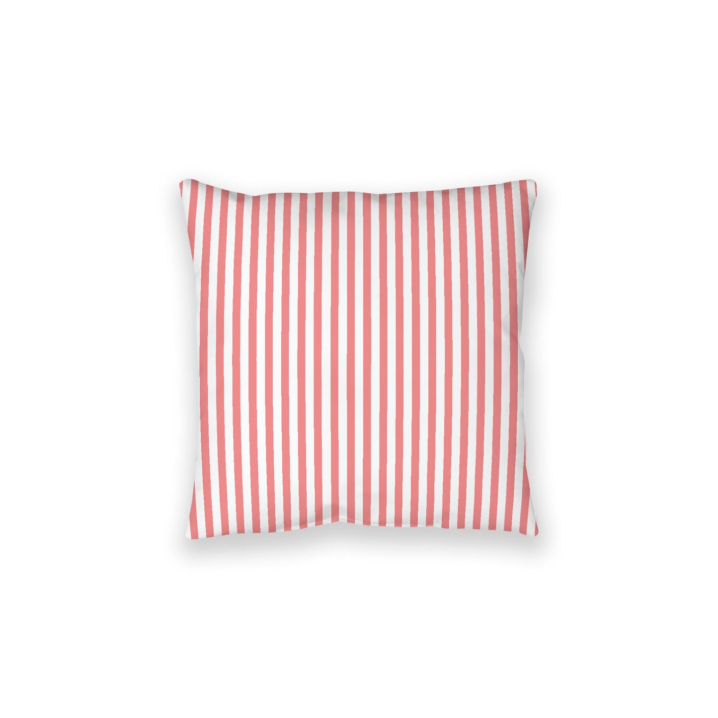 White Spun Polyester Floor Pillow, Thin Pink Bars on Top, White Bottom, 28 x 28 inches