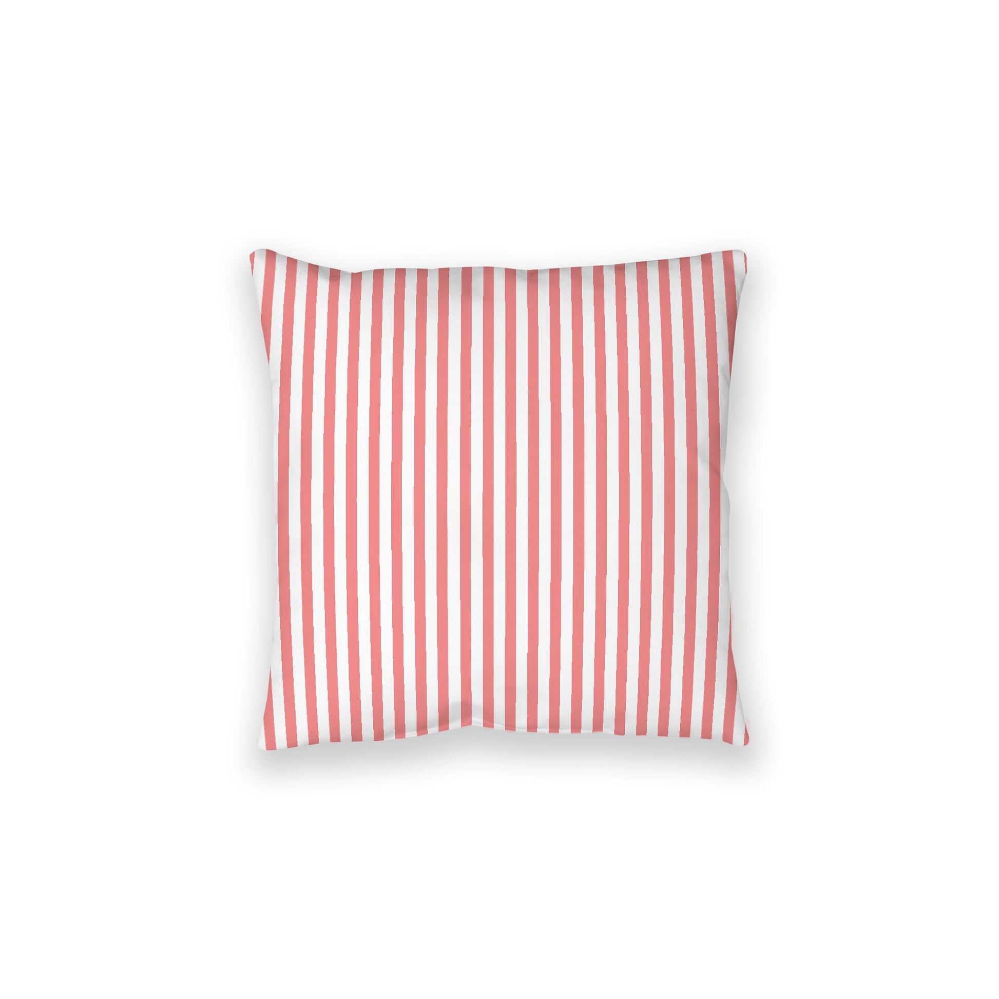 White Spun Polyester Floor Pillow, Thin Pink Bars on Top, White Bottom, 28 x 28 inches