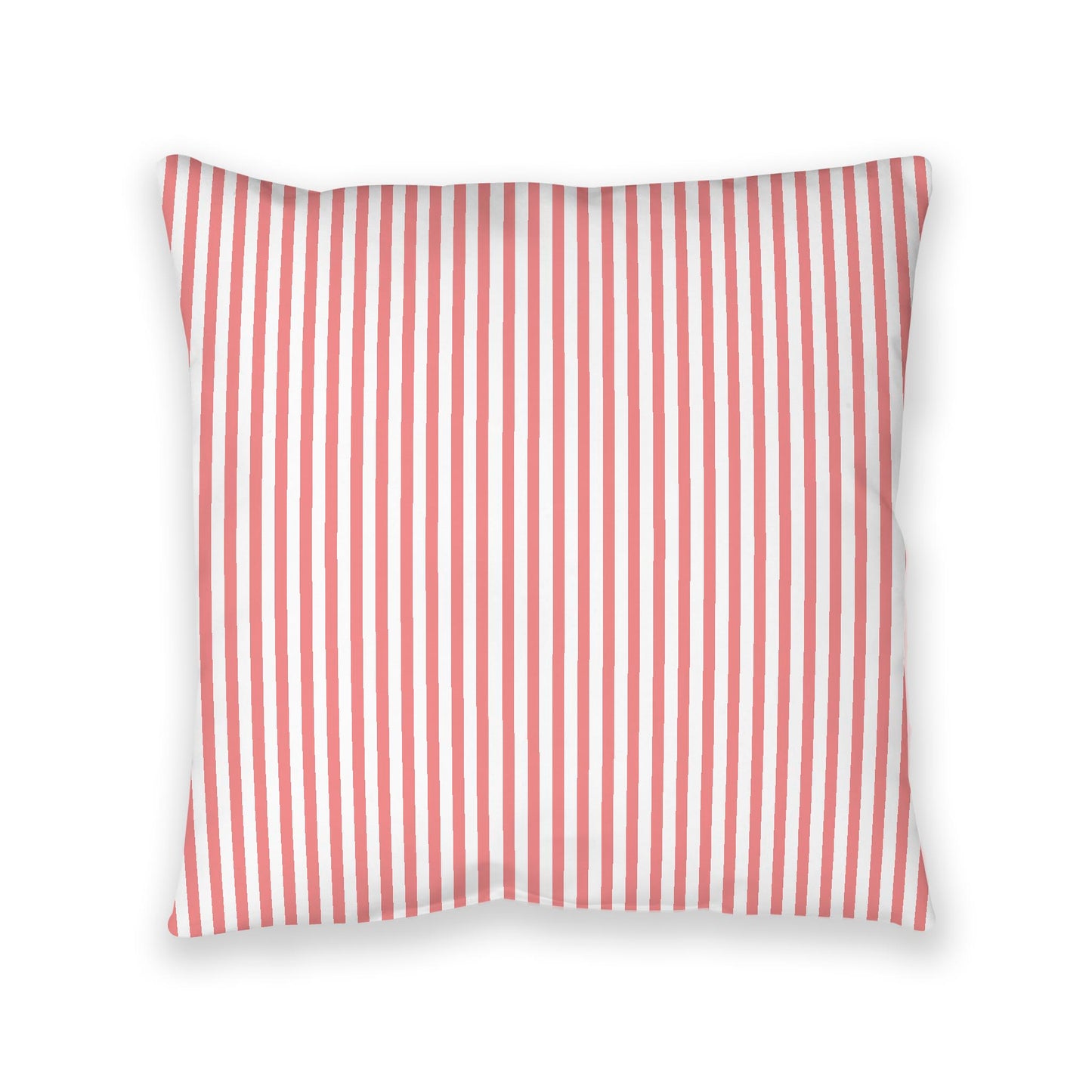 White Spun Polyester Floor Pillow, Thin Pink Bars on Top, White Bottom, 40 x 40 inches