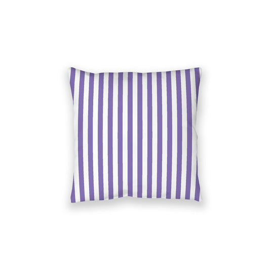 White Spun Polyester Floor Pillow, Bold Purple Bars on Top, White Bottom, 28 x 28 inches